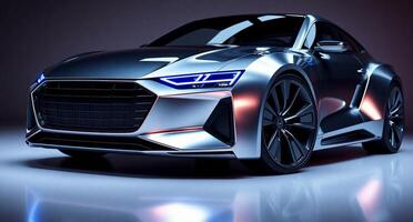 Tech-Driven Masterpiece in Metallic Silver and Dynamic Neon Highlights photo