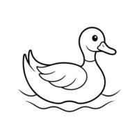 A duck swimming in the water coloring page vector