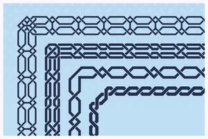 Islamic geomrtric pattern, arabic decorative frame and corner borders. vector