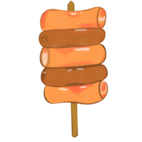 Hand drawn illustration of traditional korean street food rice cake skewers or tteokkochi png