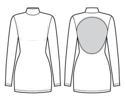 Elastic fit dress with a cutout on the back vector