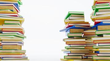 Stack of colored books isolated on white background, back to school , 3D render photo