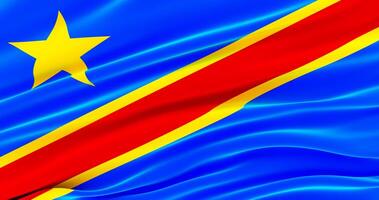 Waving Fabric Flag of congo, Silk Flag of congo. 3D render photo