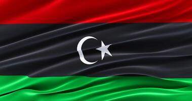 Waving Fabric Flag of libya, Silk Flag of libya. 3D render photo