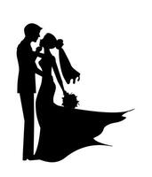 Symbol wedding for card, web banner etc. silhouettes of bride and groom on white background. illustration EPS 10. vector