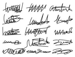 Mistakenly written or incorrect handwriting is crossed out with long lines across. vector