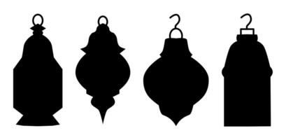 A collection of four distinct lantern silhouettes, suitable for vintage decor and festive occasions. vector