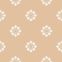 Cross stitch with ethnic design fabric pattern pixel art brown cream color background decoration. vector