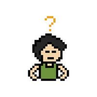 Cartoon cute of boy man male with question mark of question query questionaire 8 bit. vector