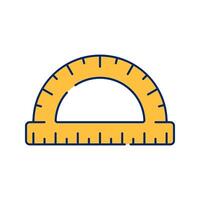 Protractor tool used for measuring and drawing angles, essential in engineering and construction designs. vector