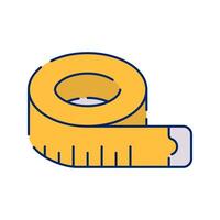 Measuring tape, flexible tool for measuring distances or dimensions, indispensable in construction projects. vector