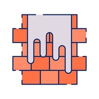 Brick with cement, Represents masonry work, fundamental for building walls and structures. vector