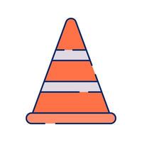 Traffic cone used to redirect traffic or mark hazards on construction sites or roads. vector