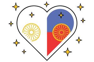 HeartShaped Flag Design Symbolic Unity, Stars, Dharmachakra vector