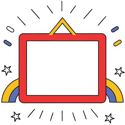 Colorful Frame Border Design Template Bright Rainbow Stars
