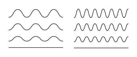Wavy, curvy lines icon. Undulate borders, transverse horizontal lines. Sine, fluid, air, wind signs. Water, river, lake, sea, ocean minimal symbol. Outline illustration isolated on a white background. vector