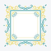 Colorful calligraphy square ornament border line design template vector