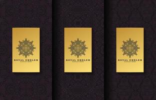 luxury retro labels with calligraphic logo and pattern design template vector