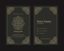 Dark ornament pattern business card design with frame design vector