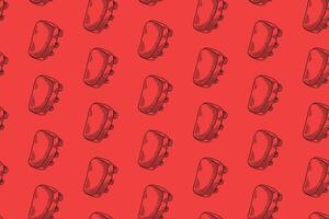 rectangle punching target pad doodle seamless pattern on red background. punch pad engraving line art pattern wallpaper. boxing target glove background for boxing sport decor and merchandise vector