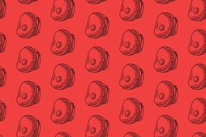punching target pad doodle seamless pattern on red background. punch target pad engraving line art pattern wallpaper. retro boxing target glove background for boxing sport decor and merchandise vector