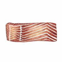 A butchered piece of red fish fillet. A watercolor illustration. Color image of seafood. Separate from the background. Perfect for menus, recipe books, packages, labels, and more. vector