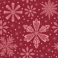 a red and white snowflakes pattern on a red background vector
