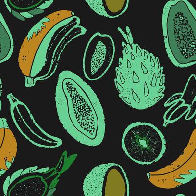 tropical fruit, seamless pattern