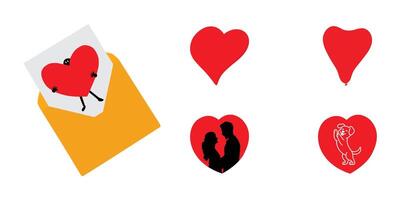 Heart-shaped icons representing love, friendship, and joy. Set of valentine romantic graphics element. vector
