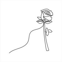 In rose continuous single-line art, the uninterrupted flow of the line mirrors the continuous bloom of a rose, showcasing timeless beauty. vector