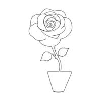 In rose continuous single-line art, the unbroken line gracefully curves to form the intricate details of a rose, showcasing both elegance and simplicity. vector