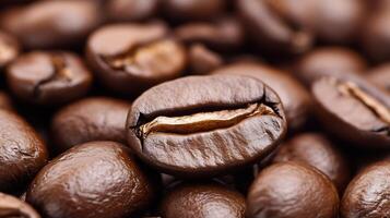 Close-Up of Shiny Brown Coffee Beans with Rich Aroma Ready for Grinding photo