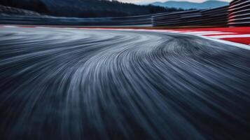 Dynamic Motion Blur of a High-Speed Race Track Capturing the Excitement and Thrill of Motorsport Races in Dramatic Curves photo
