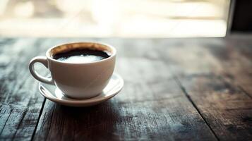 Rustic Charm in a Coffee Cup on Vintage Wooden Table by the Window photo