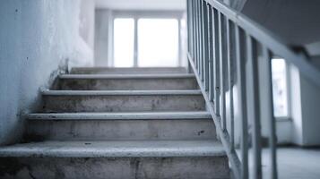 Abandoned Staircase in Minimalist Setting with Abstract Light photo