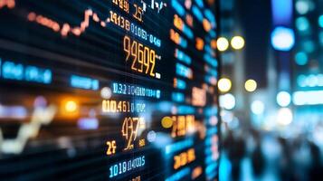 Dynamic Stock Market Data with Blurred Background in Financial Scene photo