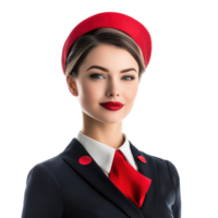 Charming Stewardess in Uniform for Promotions Transparent Background. png