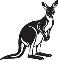 a black and white kangaroo on a white background vector