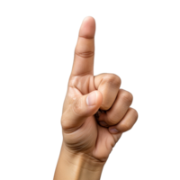 Hand gesturing number one pointing up index finger png