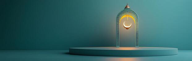 Ornate Archway with Crescent Moon Lantern Decor photo