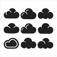 Set of Clouds Computing Data Cloud Silhouette Design Featuring Beautiful Colorful Cloud Icon vector