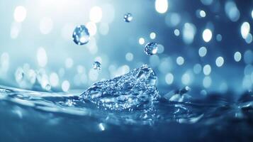Macro view of water droplets shimmering in light creating mesmerizing aquatic beauty photo