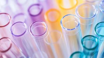 Colorful Laboratory Test Tubes Array in Scientific Research Setting photo