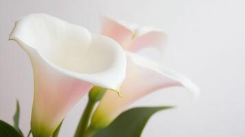 Delicate Pink and White Calla Lilies with Softly Blurred Background Easy on the Eyes photo