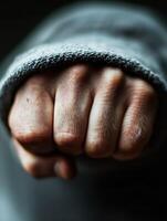 Close Up of a Determined Clenched Fist Representing Strength and Resolve photo