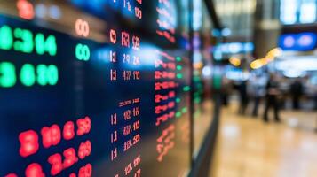 Electronic Stock Market Ticker Displaying Digital Numbers photo