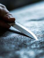 Sharp Knife Blade Close Up An Image of Precision and Intensity photo