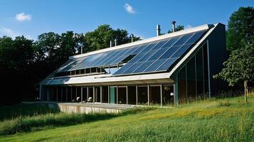 Modern Eco-Friendly House With Solar Panels Integrating Sustainable Design in Architecture photo