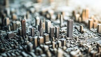 Miniature cityscape of a modern metropolis with skyscrapers for architectural and design concepts photo