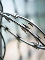 Closeup of Sharp Barbed Wire Symbolizing Security and Restriction photo